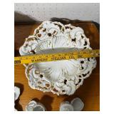 Antique Porcelain Decorative Dishware Collection with Gold Accents