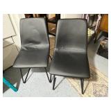 Pair of Black Faux Leather Dining Chairs with Metal Legs