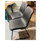 Pair of Black Faux Leather Dining Chairs with Metal Legs