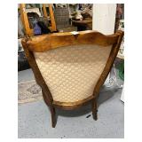 Vintage Upholstered Armchair with Cane Sides and Wooden Frame