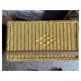 Yellow Wicker 2-Door Cabinet with Shelves