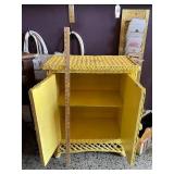 Yellow Wicker 2-Door Cabinet with Shelves