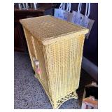 Yellow Wicker 2-Door Cabinet with Shelves