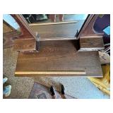 Antique Wooden Vanity Dresser with Mirror and Brass Hardware