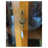 Antique Curved Glass Oak China Cabinet with Paw Feet - Contents not included