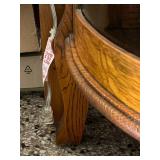 Antique Curved Glass Oak China Cabinet with Paw Feet - Contents not included