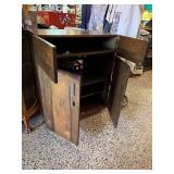 Vintage Wooden Cabinet with Double Doors and Interior Shelving