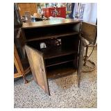 Vintage Wooden Cabinet with Double Doors and Interior Shelving
