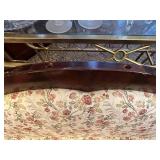 Antique Victorian-Style Sofa with Carved Wood Detail and Floral Upholstery