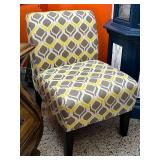 Accent Chair with Gray, Yellow, and White Pattern Upholstery