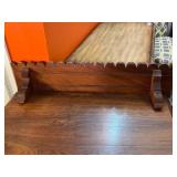Antique Wooden Washstand Cabinet with Drawers and Scalloped Backsplash