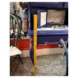 Tall Vintage Blue Display Cabinet with Gold Accents Content Not Included