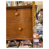 Vintage Wood Dresser with Oval Mirror and Curved Front