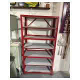 Red Metal 5-Tier Shelving Unit for Garage or Basement Storage