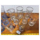 Set of 11 Assorted Drinking Glasses - Clear and Blue