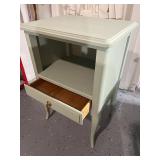 Vintage-Style Mint Green Side Table with Drawer and Shelf