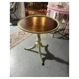 Vintage-Style Round Pedestal Table with Green Base