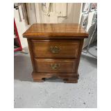 Vintage Wooden Bedside Table with Two Drawers