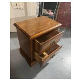 Vintage Wooden Bedside Table with Two Drawers