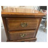 Vintage Wooden Bedside Table with Two Drawers