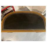 Elegant Wooden Desk with Black Leather Top and Brass Handles