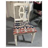 Vintage Wood Chair with Heart Back and Patterned Cushion