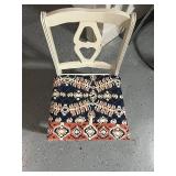 Vintage Wood Chair with Heart Back and Patterned Cushion