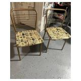 Pair of Vintage Metal Chairs with Newspaper Print Upholstery