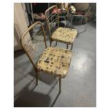 Pair of Vintage Metal Chairs with Newspaper Print Upholstery