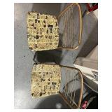 Pair of Vintage Metal Chairs with Newspaper Print Upholstery