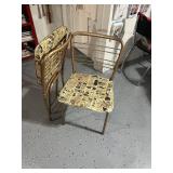 Pair of Vintage Metal Chairs with Newspaper Print Upholstery