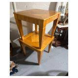 Pair of Vintage Wooden Side Tables with Geometric Inlay
