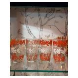 Set of 4 Vintage Floral Pattern Drinking Glasses