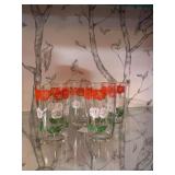 Set of 4 Vintage Floral Design Drinking Glasses