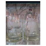 Collection of Etched Glassware with Animal Designs