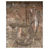 Elegant Etched Glassware Set with Cocktail Glasses & Pitcher