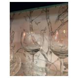 Elegant Etched Glassware Set with Cocktail Glasses & Pitcher