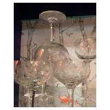 Elegant Etched Glassware Set with Cocktail Glasses & Pitcher