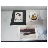 Set of 3 Diverse Art Prints Including Garnet Tobacco
