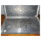 Vintage Aluminum Tray with Floral Design
