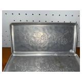 Vintage Aluminum Tray with Floral Design