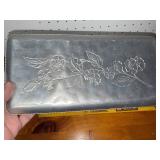 Vintage Aluminum Tray with Floral Design
