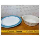 Vintage Turquoise Rim Platter & Starburst Mixing Bowl Set