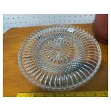 Decorative Glass Trio: Crystal Plate, Red Vase & Grape Trivet