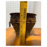 Vintage Glazed Pottery Planter, Intricate Detailing