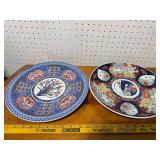 Lot of 2 Decorative Patterned Plates - Floral Motif