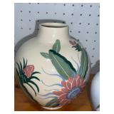 Decorative Ceramic Vase Pair with Floral & Nature Designs