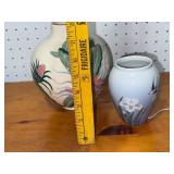 Decorative Ceramic Vase Pair with Floral & Nature Designs