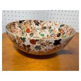 Large Decorative Floral Ceramic Bowl - 14 Inch Diameter