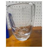Signed Etched Crystal Vase with 